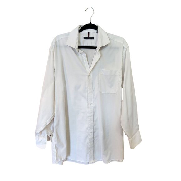 Tommy Hilfiger Mens White Long Sleeve Dress Shirt Regular Fit 16-16.5 - Picture 1 of 5